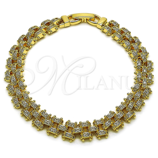 Pulsera Tennis 03.283.0600.07 Oro Laminado, con Micro Pave Blanca, Pulido, Tono Dorado (Grosor 08.8 MM, 8 Pulgadas de Largo)
