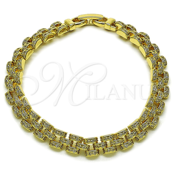 Pulsera Tennis 03.283.0601.07 Oro Laminado, Diseño de Hebilla del Cinturón, con Micro Pave Blanca, Pulido, Tono Dorado (Grosor 07 MM, 8 Pulgadas de Largo)