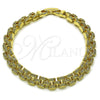 Pulsera Tennis 03.283.0601.07 Oro Laminado, Diseño de Hebilla del Cinturón, con Micro Pave Blanca, Pulido, Tono Dorado (Grosor 07 MM, 8 Pulgadas de Largo)