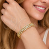 Pulsera Tennis 03.283.0602.07 Oro Laminado, Diseño de Cruz y Besos y Abrazos, con Zirconia Cubica Blanca, Pulido, Tono Dorado (Grosor 10 MM, 8 Pulgadas de Largo)