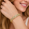Pulsera Tennis 03.283.0602.07 Oro Laminado, Diseño de Cruz y Besos y Abrazos, con Zirconia Cubica Blanca, Pulido, Tono Dorado (Grosor 10 MM, 8 Pulgadas de Largo)