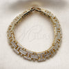Pulsera Tennis 03.283.0602.07 Oro Laminado, Diseño de Cruz y Besos y Abrazos, con Zirconia Cubica Blanca, Pulido, Tono Dorado (Grosor 10 MM, 8 Pulgadas de Largo)