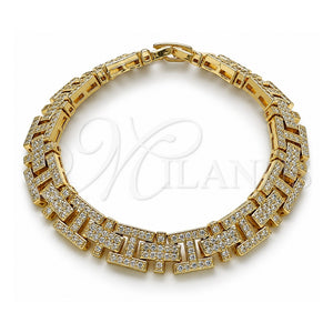 Pulsera Tennis 03.283.0602.07 Oro Laminado, Diseño de Cruz y Besos y Abrazos, con Zirconia Cubica Blanca, Pulido, Tono Dorado (Grosor 10 MM, 8 Pulgadas de Largo)