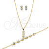 Collar, Pulsera y Dije 06.116.0182.2 Acero Inoxidable, con Cristal Blanca, Pulido, Tono Dorado