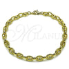 Tobillera Elegante 03.213.0262.10 Oro Laminado, Diseño de Puff Mariner, Pulido, Tono Dorado (Grosor 07 MM, 10 Pulgadas de Largo)