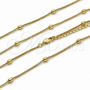 Gargantilla Basica 04.213.0260.16 Oro Laminado, Diseño de Box, Pulido, Tono Dorado (Grosor 01 MM, 16 Pulgadas de Largo)