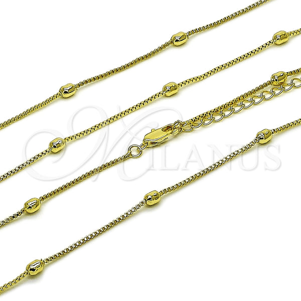 Gargantilla Basica 04.213.0260.16 Oro Laminado, Diseño de Box, Pulido, Tono Dorado (Grosor 01 MM, 16 Pulgadas de Largo)