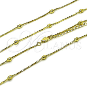 Gargantilla Basica 04.213.0260.16 Oro Laminado, Diseño de Box, Pulido, Tono Dorado (Grosor 01 MM, 16 Pulgadas de Largo)