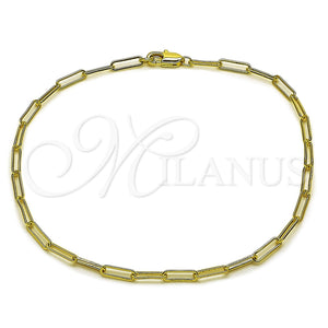 Tobillera Básica 04.213.0274.10 Oro Laminado, Diseño de Paperclip, Pulido, Tono Dorado (Grosor 02.7 MM, 10 Pulgadas de Largo)