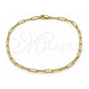Tobillera Básica 04.213.0274.10 Oro Laminado, Diseño de Paperclip, Pulido, Tono Dorado (Grosor 02.7 MM, 10 Pulgadas de Largo)