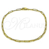 Tobillera Básica 04.213.0274.10 Oro Laminado, Diseño de Paperclip, Pulido, Tono Dorado (Grosor 02.7 MM, 10 Pulgadas de Largo)