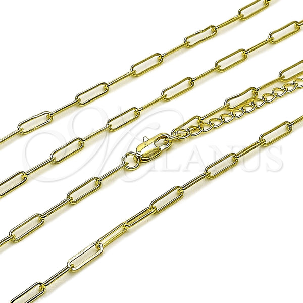 Gargantilla Basica 04.213.0274.18 Oro Laminado, Diseño de Paperclip, Pulido, Tono Dorado (Grosor 02.7 MM, 18 Pulgadas de Largo)