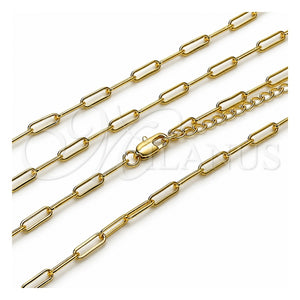 Gargantilla Basica 04.213.0274.18 Oro Laminado, Diseño de Paperclip, Pulido, Tono Dorado (Grosor 02.7 MM, 18 Pulgadas de Largo)