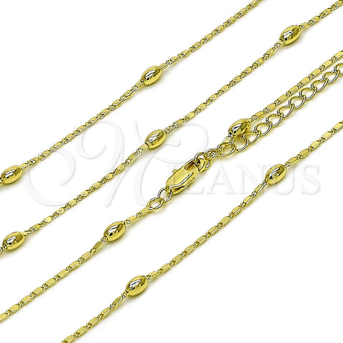 Gargantilla Basica 04.213.0278.16 Oro Laminado, Diseño de Bola, Pulido, Tono Dorado (Grosor 01 MM, 16 Pulgadas de Largo)