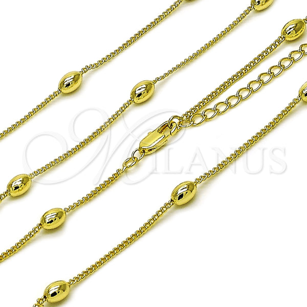 Gargantilla Basica 04.213.0280.16 Oro Laminado, Diseño de Miami Cubana y Bola, Pulido, Tono Dorado (Grosor 01.3 MM, 16 Pulgadas de Largo)
