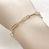 Pulsera Elegante 04.213.0332.07 Oro Laminado, Diseño de Paperclip, Pulido, Tono Dorado (Grosor 04 MM, 7 Pulgadas de Largo)