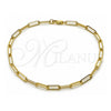 Tobillera Elegante 04.213.0332.10 Oro Laminado, Diseño de Paperclip, Pulido, Tono Dorado (Grosor 04 MM, 10 Pulgadas de Largo)