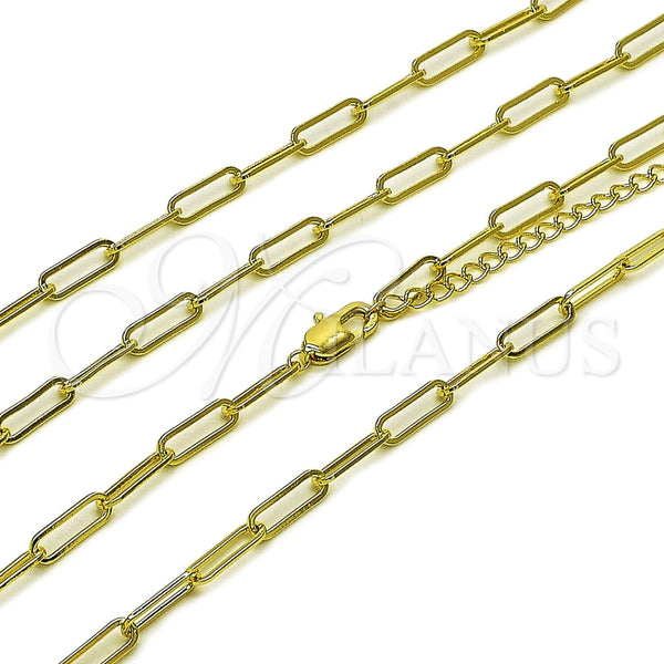 Gargantilla Elegante 04.213.0332.18 Oro Laminado, Diseño de Paperclip, Pulido, Tono Dorado (Grosor 04 MM, 18 Pulgadas de Largo)