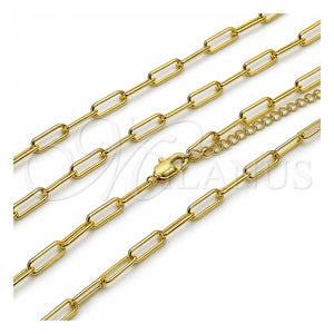 Gargantilla Elegante 04.213.0332.18 Oro Laminado, Diseño de Paperclip, Pulido, Tono Dorado (Grosor 04 MM, 18 Pulgadas de Largo)