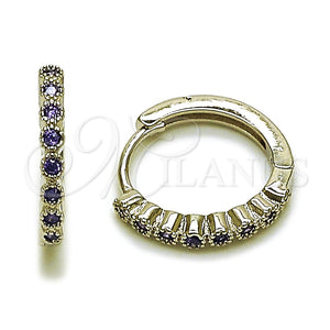 Argolla Huggie 02.438.0006.15 Rodio Laminado, con Zirconia Cubica Amatista, Pulido, Rodinado