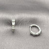 Argolla Huggie 02.438.0007.15 Rodio Laminado, Diseño de Arco y Baguette, con Zirconia Cubica Blanca, Pulido, Rodinado