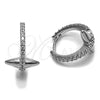 Argolla Huggie 02.438.0009.14 Rodio Laminado, con Micro Pave Blanca, Pulido, Rodinado