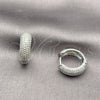 Argolla Huggie 02.438.0011.20 Rodio Laminado, con Micro Pave Blanca, Pulido, Rodinado