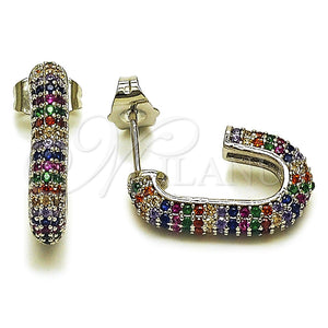 Argolla Mediana 02.438.0014.12 Rodio Laminado, con Micro Pave Multicolor, Pulido, Rodinado