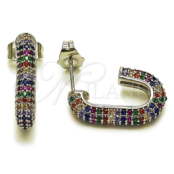 Argolla Mediana 02.438.0014.12 Rodio Laminado, con Micro Pave Multicolor, Pulido, Rodinado