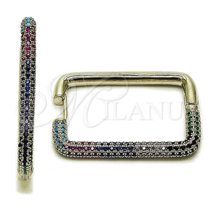 Argolla Huggie 02.438.0015.25 Rodio Laminado, con Micro Pave Multicolor, Pulido, Rodinado