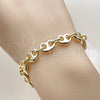 Pulsera Elegante 03.415.0026.07 Oro Laminado, Diseño de Corazón, Pulido, Tono Dorado (Grosor 09 MM, 8 Pulgadas de Largo)