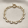 Pulsera Elegante 03.415.0026.07 Oro Laminado, Diseño de Corazón, Pulido, Tono Dorado (Grosor 09 MM, 8 Pulgadas de Largo)