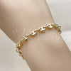 Pulsera Elegante 03.415.0027.07 Oro Laminado, Diseño de Corazón, Pulido, Tono Dorado (Grosor 06 MM, 8 Pulgadas de Largo)