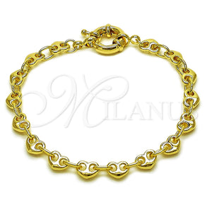 Pulsera Elegante 03.415.0027.07 Oro Laminado, Diseño de Corazón, Pulido, Tono Dorado (Grosor 06 MM, 8 Pulgadas de Largo)