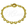 Pulsera Elegante 03.415.0027.07 Oro Laminado, Diseño de Corazón, Pulido, Tono Dorado (Grosor 06 MM, 8 Pulgadas de Largo)