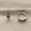 Argolla Huggie 02.413.0008.18 Oro Laminado, Diseño de Baguette, con Zirconia Cubica Multicolor, Pulido, Tono Dorado