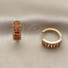 Argolla Huggie 02.413.0008.1.18 Oro Laminado, Diseño de Baguette, con Zirconia Cubica Granate, Pulido, Tono Dorado
