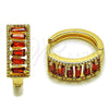 Argolla Huggie 02.413.0008.1.18 Oro Laminado, Diseño de Baguette, con Zirconia Cubica Granate, Pulido, Tono Dorado