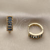 Argolla Huggie 02.413.0008.3.18 Oro Laminado, Diseño de Baguette, con Zirconia Cubica Zafiro Azul, Pulido, Tono Dorado