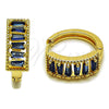 Argolla Huggie 02.413.0008.3.18 Oro Laminado, Diseño de Baguette, con Zirconia Cubica Zafiro Azul, Pulido, Tono Dorado
