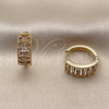 Argolla Huggie 02.413.0008.4.18 Oro Laminado, Diseño de Baguette, con Zirconia Cubica Amatista, Pulido, Tono Dorado