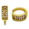 Argolla Huggie 02.413.0008.4.18 Oro Laminado, Diseño de Baguette, con Zirconia Cubica Amatista, Pulido, Tono Dorado