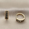 Argolla Huggie 02.413.0008.5.18 Oro Laminado, Diseño de Baguette, con Zirconia Cubica Negro, Pulido, Tono Dorado
