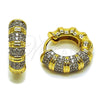 Argolla Huggie 02.297.0008.20 Oro Laminado, Diseño de Bambu, con Micro Pave Blanca, Pulido, Dos Tonos