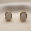 Arete Dormilona 02.342.0426 Oro Laminado, con Madre Perla Marfil, Pulido, Tono Dorado