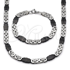 Collar y Pulsera 06.116.0006.3.22 Acero Inoxidable, Diseño de Cruz, Pulido, Dos Tonos