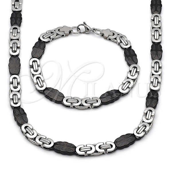Collar y Pulsera 06.116.0006.3.22 Acero Inoxidable, Diseño de Cruz, Pulido, Dos Tonos