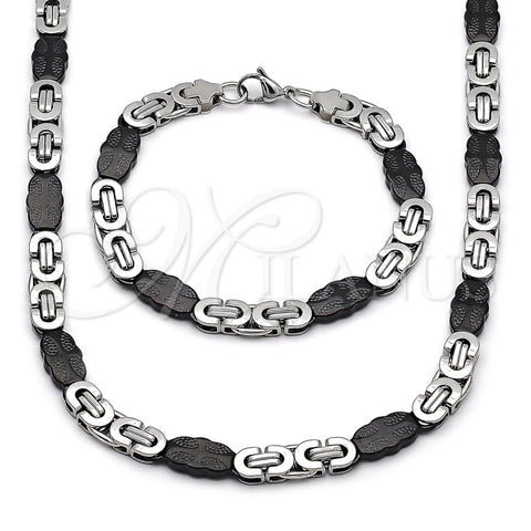 Collar y Pulsera 06.116.0006.3.22 Acero Inoxidable, Diseño de Cruz, Pulido, Dos Tonos