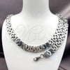 Collar y Pulsera 06.363.0035.22 Acero Inoxidable, Diseño de Llave Griega, Pulido, Tono Plateado