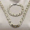 Collar y Pulsera 06.363.0035.1.22 Acero Inoxidable, Diseño de Llave Griega, Pulido, Dos Tonos